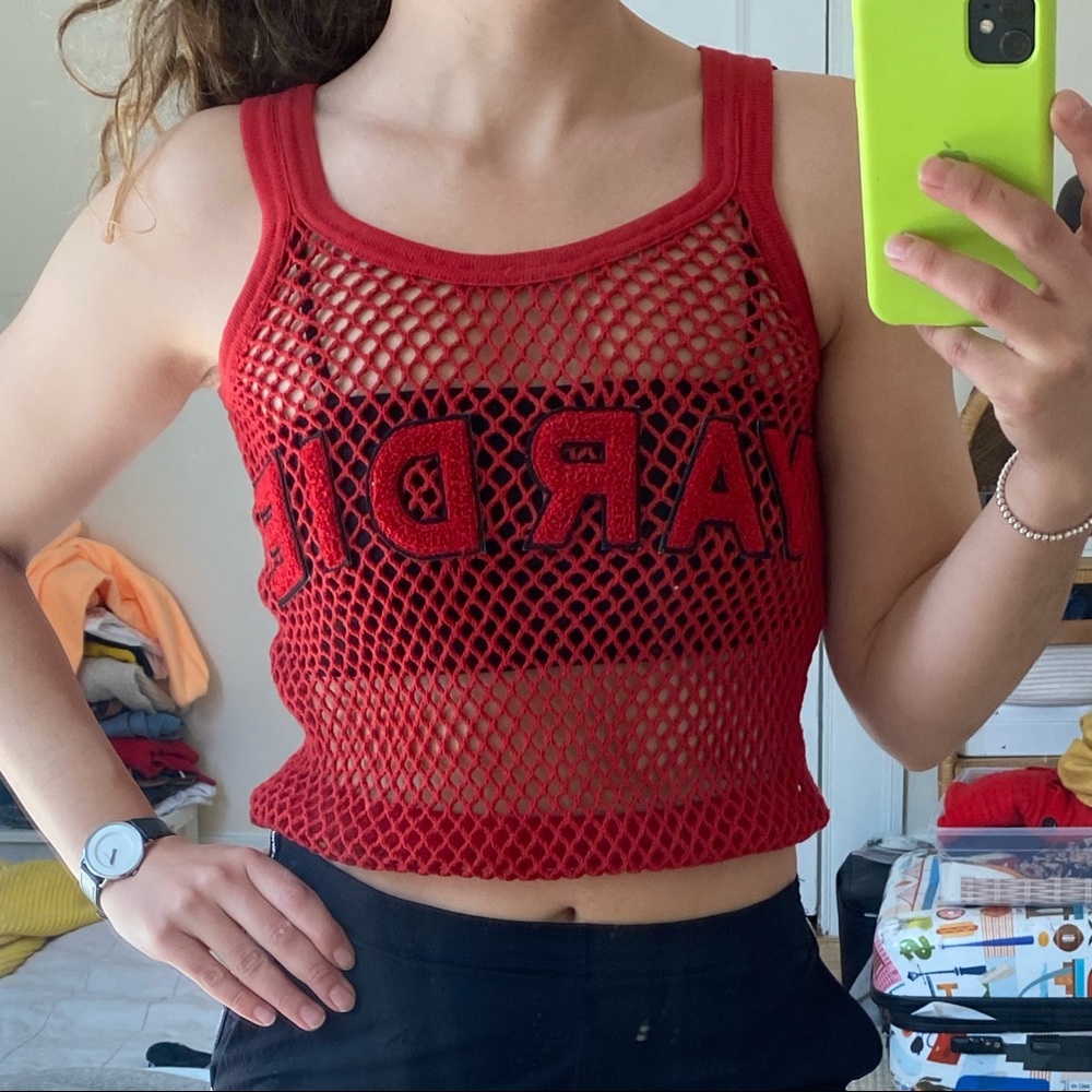 Red mesh crop top UK! Yardie